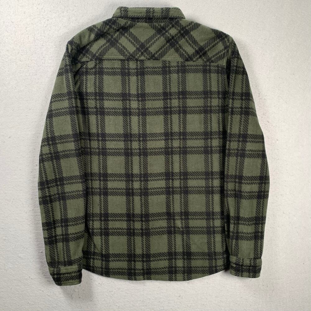 O'neill Shirt Mens Large Super Fleece Icecap Flannel Snap Button Plaid Green - Picture 2 of 10